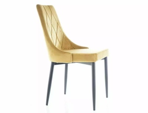 SCAUN DINING TRIX B, CURRY BLUVEL 68/NEGRU MAT, TAPITERIE DIN CATIFEA SI PICIOARE DIN METAL, STIL MODERN - Img 2