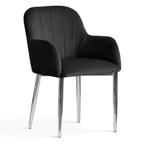 SCAUN DINING TULIP, NEGRU/CROM, STIL MODERN,