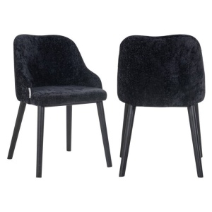 SCAUN DINING TWIGGY, NEGRU/NEGRU, TAPITERIE DIN TESATURA CHENILLE SI PICIOARE DE LEMN, STIL MODERN B2 - Img 4