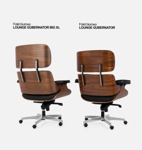 SCAUN DIRECTORIAL DE LUX, ARTIM LOUNGE XL, REALIZAT PIELE NATURALA ITALIANA SI LEMN, CULOARE NEGRU/NUC, STIL EAMES - Img 11