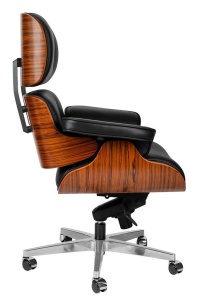 SCAUN DIRECTORIAL LOUNGE GUBERNATOR, NEGRU, PIELE NATURALA SI LEMN DE TRANDAFIR, STIL MODERN - Img 3