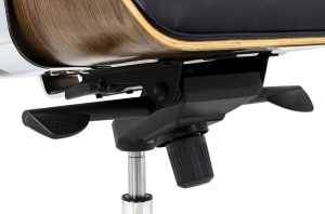 SCAUN EXCLUSIVIST CU TABURET, LOUNGE BUSINESS, NEGRU/NUC, PIELE NATURALA SI LEMN DE NUC, STIL MODERN, B2 - Img 8