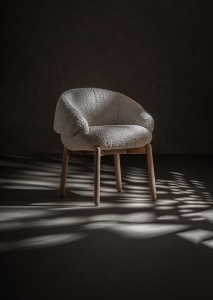 SCAUN EXCLUSIVIST JACQUARD, CULOARE BEJ/GRI, DIN LEMN SI TEXTIL, VICAL HOME
