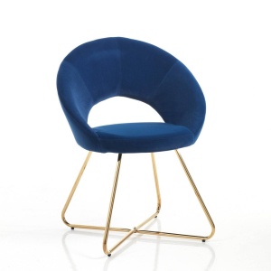 SCAUN/FOTOLIU, EDDA, CADRUL DIN METAL SI CATIFEA ALBASTRA, STIL MODERN, COD 4732