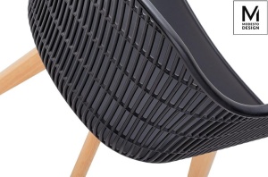 SCAUN NEGRU CU PICIOARE DIN LEMN BASKET ARM WOOD DIN POLIPROPILENA STIL MODERN - Img 3