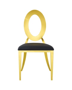 SCAUN PENTRU SALI DE EVENIMENTE GLAMOUR TAP AURIU SI NEGRU, CONFECTIONAT DIN OTEX SI PIELE ECO MAT - Img 2