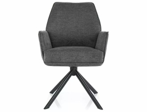 SCAUN PIVOTANT HUGO, GRI INCHIS 18/NEGRU MAT, TAPITERIE DIN STOFA BREGO SI PICIOARE DIN METAL, STIL MODERN - Img 2