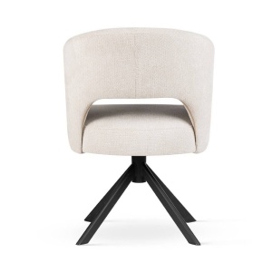 SCAUN PIVOTANT INES SUPREME, BEJ/NEGRU, TAPITERIE DIN STOFA SI PICIOARE DIN METAL, STIL MODERN, ATR - Img 3