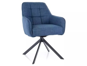 SCAUN PIVOTANT METRO, BLEUMARIN 86/NEGRU MAT, TAPITERIE DIN STOFA BJORN SI PICIOARE DIN METAL, STIL MODERN - Img 4