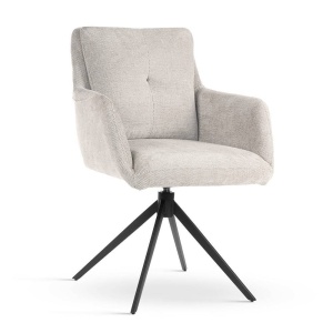 SCAUN PIVOTANT MONICA, BEJ/NEGRU, TAPITERIE DIN STOFA SI PICIOARE DIN METAL, STIL MODERN