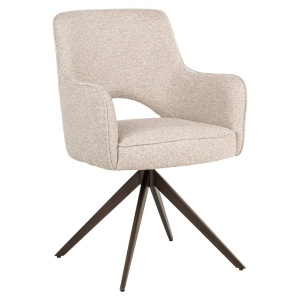 SCAUN ROTATIV 360 GRADE CU AUTO RETURN, GINERVA BISCOTTI, 214153, CONFECTIONAT DIN POLIESTER, METAL SI SPUMA, BEJ/BRONZ, STIL MODERN