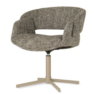 SCAUN ROTATIV BIG FROYD, BEJ/NEGRU, CONFECTIONAT DIN TAPITERIE DIN TEXTIL, SPUMA SI PICIOARE DIN METAL, STIL MODERN
