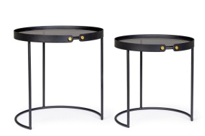 SET 2 MASUTE DE CAFEA ZEINA, ROUND 92, NEGRE, CONFECTIONATE DIN OTEL, STIL MODERN