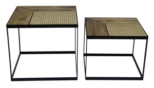 SET 2 MASUTE DESIGN RETRO, VIENNA LOUNGE, DIN LEMN MASIV SI METAL, COD 40134 REALIZAT MANUAL - Img 1
