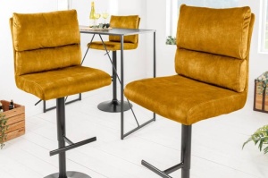 SET 2 SCAUNE DE BAR, COMFORT GALBEN, CATIFEA SI METAL, DESIGN INDUSTRIAL