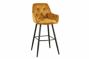 SET 2 SCAUNE DE BAR, MILANO, DIN CATIFEA DE CULOARE GALBENA SI METAL, COD 41959, DESIGN MODERN - Img 5