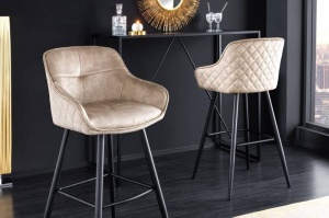 SET 2 SCAUNE EUPHORIA 100CM, PICIOARE DIN METAL SI MICROFIBRA FINA, CULOARE SAMPANIE