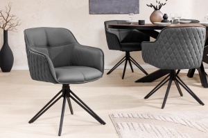 SET 2 SCAUNE OFFICE, ROTATIVE 180 GRADE, EUPHORIA, DIN PIELE GRI SI METAL, ARTIM GROUP SELECTION