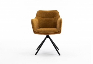 SET 2 SCAUNE ROTATIVE, VERONA, GALBEN MUSTAR, METAL SI CATIFEA, COD 44157, DESIGN MODERN - Img 3
