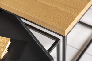 SET 3 MASUTE DE CAFEA, LOFT, COD 40623, DIN METAL SI MDF, CULOAREA STEJARULUI - Img 4