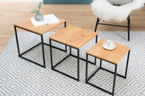SET 3 MASUTE DE CAFEA TRIO SLIM CULOARE NATURALA STIL MODERN B2 - Img 4