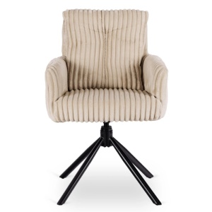 SET 4 SCAUNE ROTATIVE, ARTIM MEBLE, REALIZAT DIN CATIFEA RAIAT BEJ SI METAL, STIL MODERN - Img 5