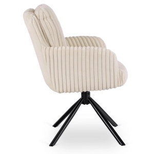 SET 4 SCAUNE ROTATIVE, ARTIM MEBLE, REALIZAT DIN CATIFEA RAIAT CREM SI METAL, STIL MODERN - Img 6