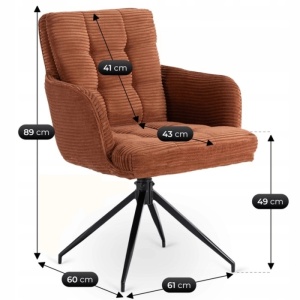 SET 4 SCAUNE ROTATIVE, ARTIM MEBLE, REALIZAT DIN MATERIAL CATIFEA RAIAT CARAMIZIU SI METAL, STIL MODERN - Img 10