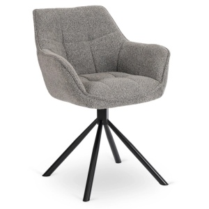 SET 4 SCAUNE ROTATIVE, ARTIM MEBLE, REALIZAT DIN MATERIAL TEXTIL BOUCLE GRI SI METAL, STIL MODERN - Img 4