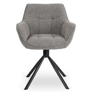 SET 4 SCAUNE ROTATIVE, ARTIM MEBLE, REALIZAT DIN MATERIAL TEXTIL BOUCLE GRI SI METAL, STIL MODERN - Img 5