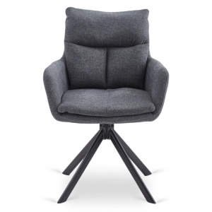 SET 4 SCAUNE ROTATIVE, ARTIM MEBLE, REALIZAT DIN MATERIAL TEXTIL GRI INCHIS SI METAL, STIL MODERN - Img 6