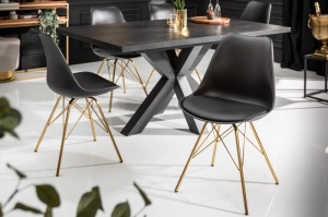 SET 4 SCAUNE, SCANDINAVIA, DIN METAL SI PIELE ECO, NEAGRA