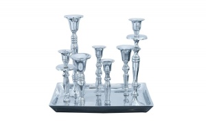 SET 4 SFESNICE, 7 FLAMES, COD 38067, ARGINTIU, STIL CLASIC - Img 5