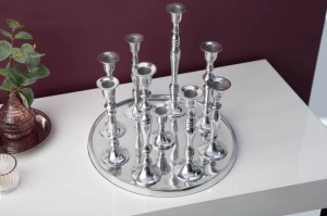 SET 4 SFESNICE, FLAMES, COD 17366, CULOARE ARGINTIE, STIL CLASIC - Img 2