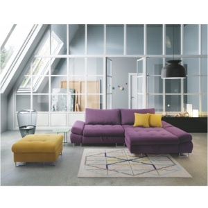 SET CANAPEA GRES, MODEL DREAPTA, VIOLET/MUSTAR, DIN TESATURA/TEXTIL, EXTENSIBILA, SPATIU DEPOZITARE, STIL MODERN, TK - Img 1