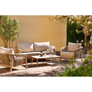 SET DE EXTERIOR FARGO, REALIZAT DIN ALUMINIU, POLIRATAN SI TEXTIL, CULOARE TAUPE, HOUSE NORDIC