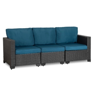 SET MOBILIER DE GRADINA/TERASA, OLIMPIA, ARTIM MEBLE, DIN TECHNORATAN SI STICLA, CULOARE GRI/ALBASTRU - Img 3