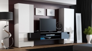 SET MODULAR LIVING CU LED TORI ALB DESIGN MODERN CM