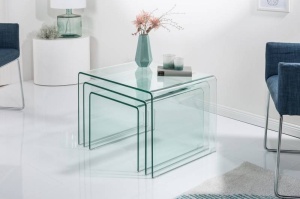SET TREI MASUTE SUPRAPOZABILE, GHOST, COD 22864, STICLA, DESIGN MODERN - Img 6