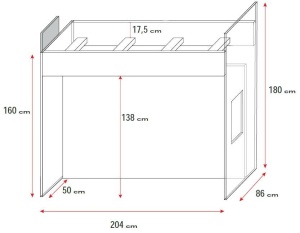 SISTEM MODULAR PENTRU CAMERA COPII ALB/TURCOAZ RAJ4 KM DESIGN MODERN - Img 2