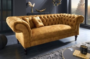 SOFA PARIS, STIL CHESTERFIELD, 225CM, GALBEN MUSTAR, COD 41249