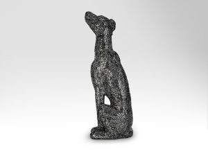 STATUETA DECORATIVA DOGO 543962, GREYHOUND, NEGRU SI ARGINTIU, DIN STICLA SI FIBRA DE STICLA, STIL MODERN, SCHULLER - Img 5