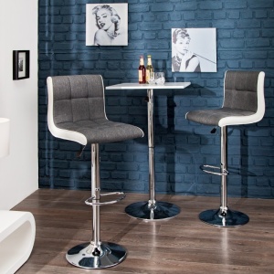STOC!!! 2 BUCATI SCAUNE DE BAR 90/115CM, ALB/GRI, MODENA, COD 36829, DESIGN MODERN - Img 2