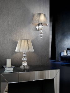 VEIOZA MERCURY, 39 CM, CROM/TRANSPARENT, DIN METAL, ACRIL SI TEXTIL, STIL MODERN