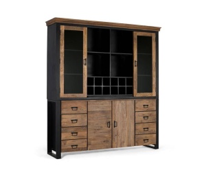 VITRINA LIVING 220CM, NATURAL/NEGRU, DIN LEMN DE MANGO SI METAL, GINER Y COLOMER - Img 2