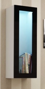 VITRINA LIVING CU LED VIGO 90 ALB/NEGRU DESIGN MODERN CM