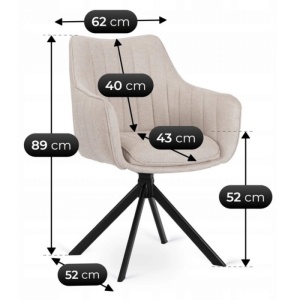 10X SCAUN ROTATIV, ARTIM MEBLE, REALIZAT DIN MATERIAL TEXTIL, CULOARE CREM, STIL MODERN - Img 9