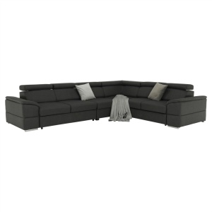 ANSAMBLU DE CANAPELE SEGORIA LUX, MODEL STANGA, GRI, DIN TEXTIL, EXTENSIBIL, SPATIU DEPOZITARE, STIL MODERN, TK - Img 2