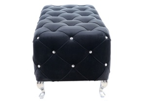 BANCHETA HESTIA, 100 CM, NEGRU BLUVEL 19/CROM, TAPITERIE DIN CATIFEA SI CADRU DIN METAL, STIL MODERN - Img 2