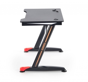 BIROU B40, CU ILUMINARE LED, NEGRU/ROSU, DIN MDF FURNIRUIT SI PICIOARE DIN METAL, STIL MODERN - Img 4